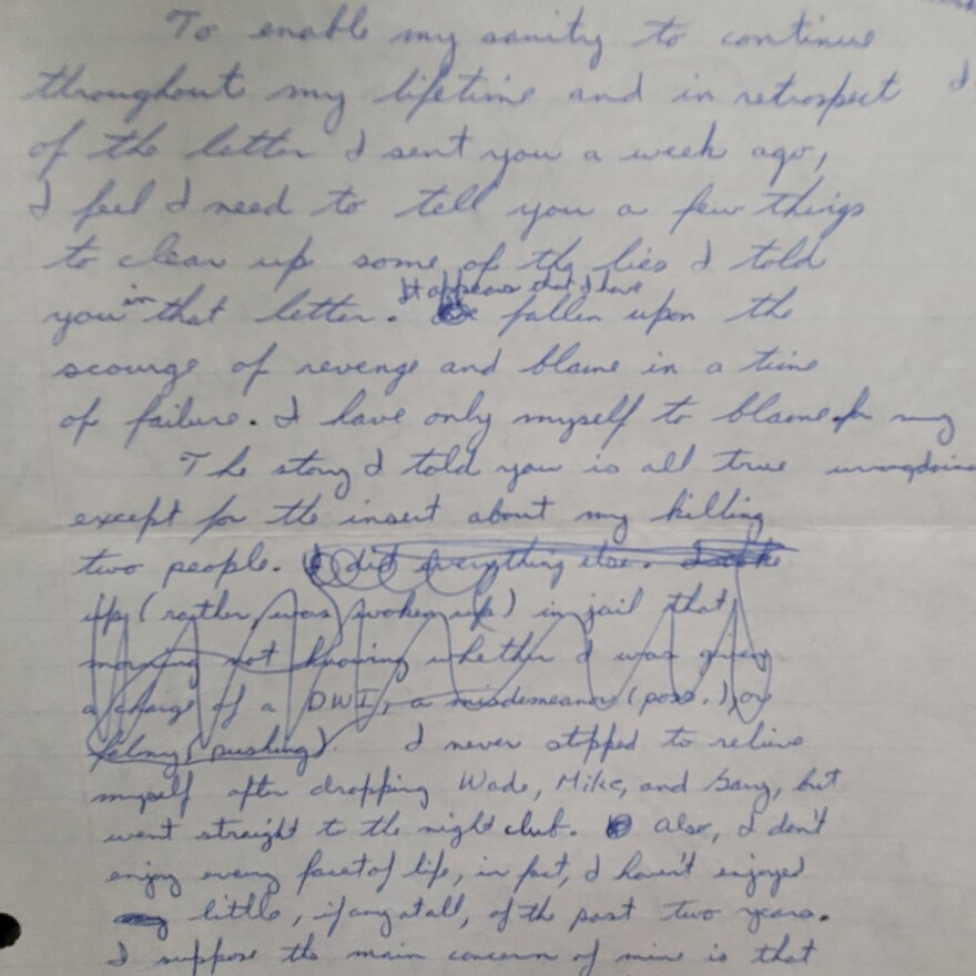 A letter Brian wrote after his arrest in the summer of 1975.