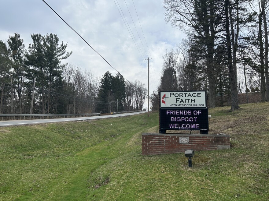 A church in Portage County, Ohio getting in on the Bigfoot excitement in early March, 2026. (credit: Dan Wanschura / Points North)