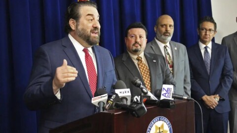 In this Jan.7, 2020 file photo Arizona Attorney General Mark Brnovich speaks at a news conference in Phoenix. Brnovich is running for the U.S. Senate. Brnovich’s announcement on Thursday, June 10, 2021, makes him the third major candidate to seek the Republican nomination to take on Democrat Mark Kelly.