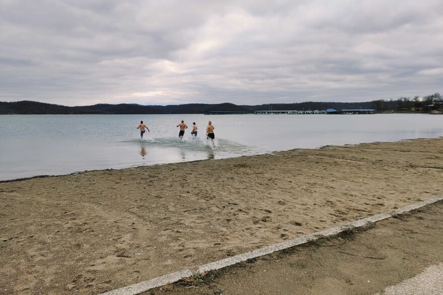 Residents take the plunge at Fairfax Beach.