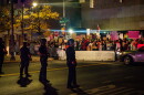 As President Trump took center stage in Syracuse's OnCenter, hundreds of protestors were met with a police barricade outside the venue.