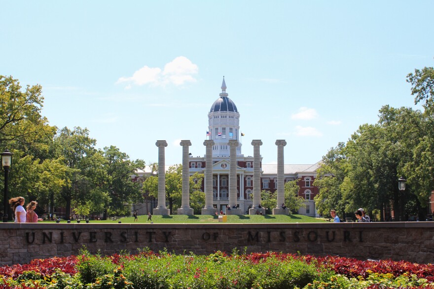 The six independently standing columns in front of Jesse Hall serve as a major landmark at the University of Missouri.