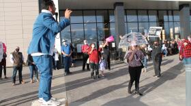 Protesters gather outside of Citizen Tower before November public hearing regarding city-wide abortion ban.