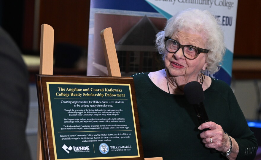 Angeline Kotlowski speaks about the endowment, created by her family in honor of her and her late husband.