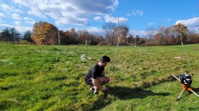 Mike Rochette, class of 2024, building out the supports for the antenna.