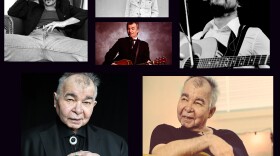 Collage of images of the late John Prine