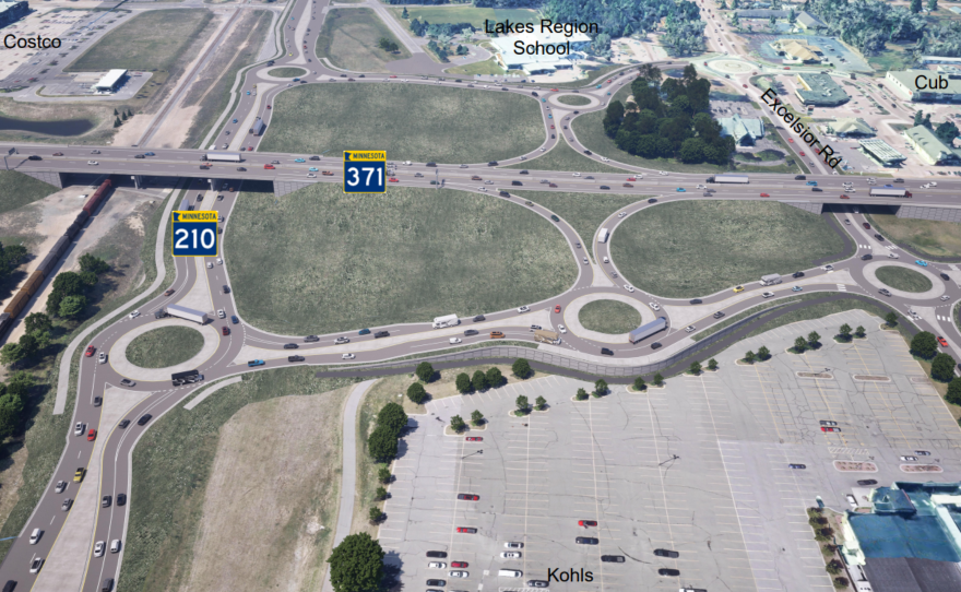 The Minnesota Department of Transportation plans to build a buttonhook interchange at the intersection of highways 371 and 210 in Baxter starting in 2028.