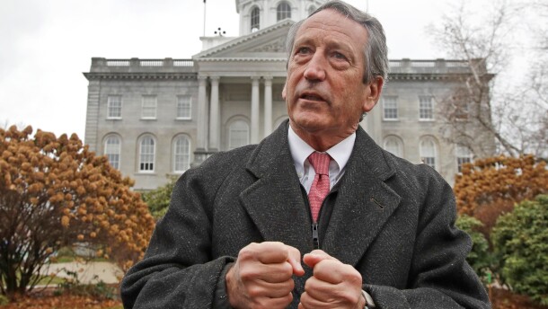 FILE - Former South Carolina Gov. Mark Sanford speaks during a news conference in front of the Statehouse, Nov. 12, 2019, in Concord, N.H. (AP Photo/Elise Amendola, File)