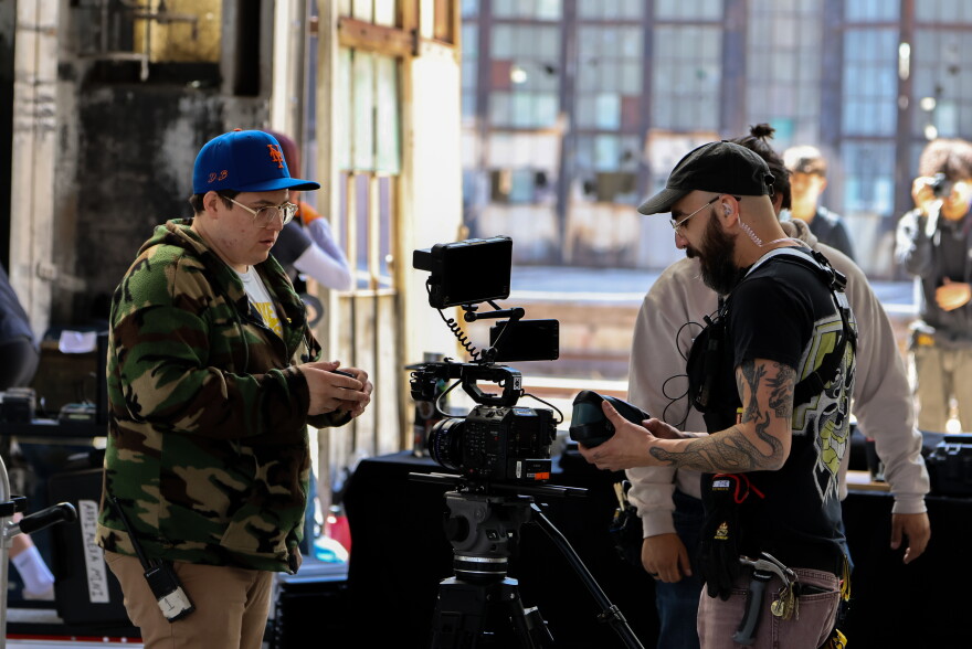 Students at the Rail Yards work on camera equipment