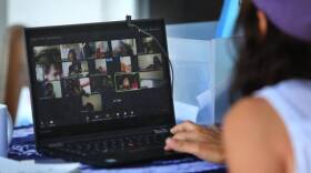 Broward County pre-kindergarten teacher Sheryl Munoz taught her first virtual class on March 30 from the front porch of her Hollywood home.