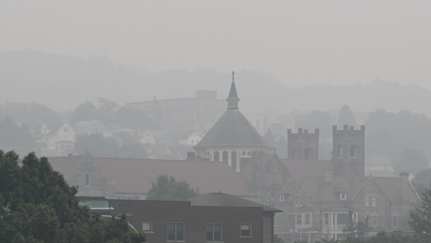 South Scranton is shrouded in a smoky haze on Thursday, July 16, 2026.