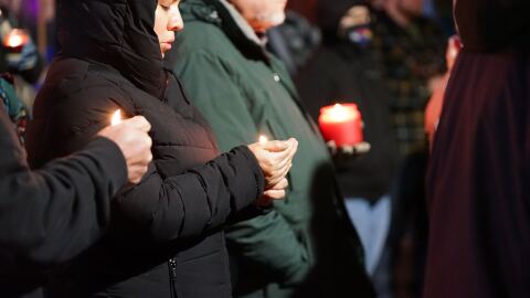 A vigil for Renee Good held on Jan. 9, 2026 at DeKalb's Peace Corner