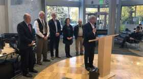 Lt. Governor Byron Mallott speaks at a press conference on Sept. 26, 2018. (Photo by Elizabeth Harball/Alaska’s Energy Desk)