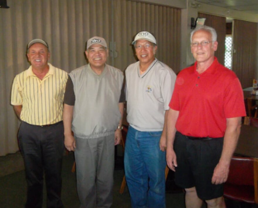 From left to right Ford retirees Larry Mcknee, Robert Matsui, Allan Yee, and Bill Reckinger meet up Friday afternoons for golf.