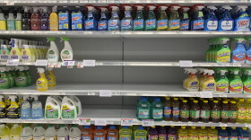 Empty shelves of cleaning supplies are seen at a Publix Supermarket amid concern over the COVID-19 virus on Monday, March 9, 2020, in Pembroke Pines, Fla.