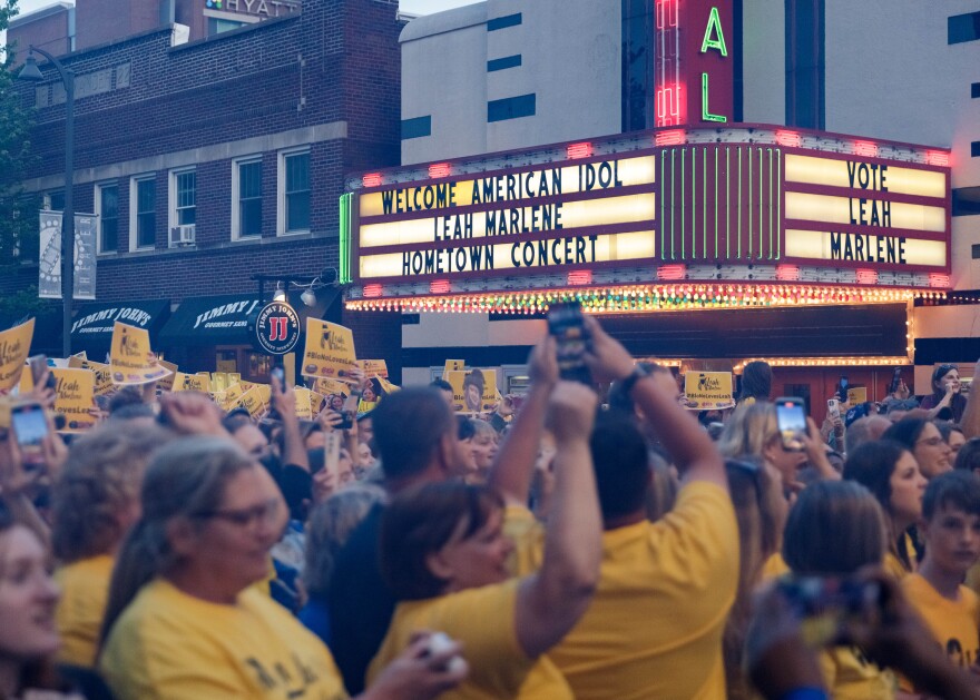 WGLT earned first place in Photojournalism for this photo from student photographer Emily Bollinger that captured the crowd at a Leah Marlene concert in Uptown Normal.