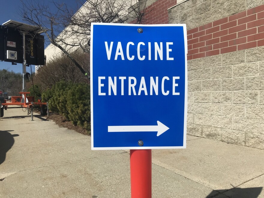 Coronavirus vaccine sign in Concord, N.H.