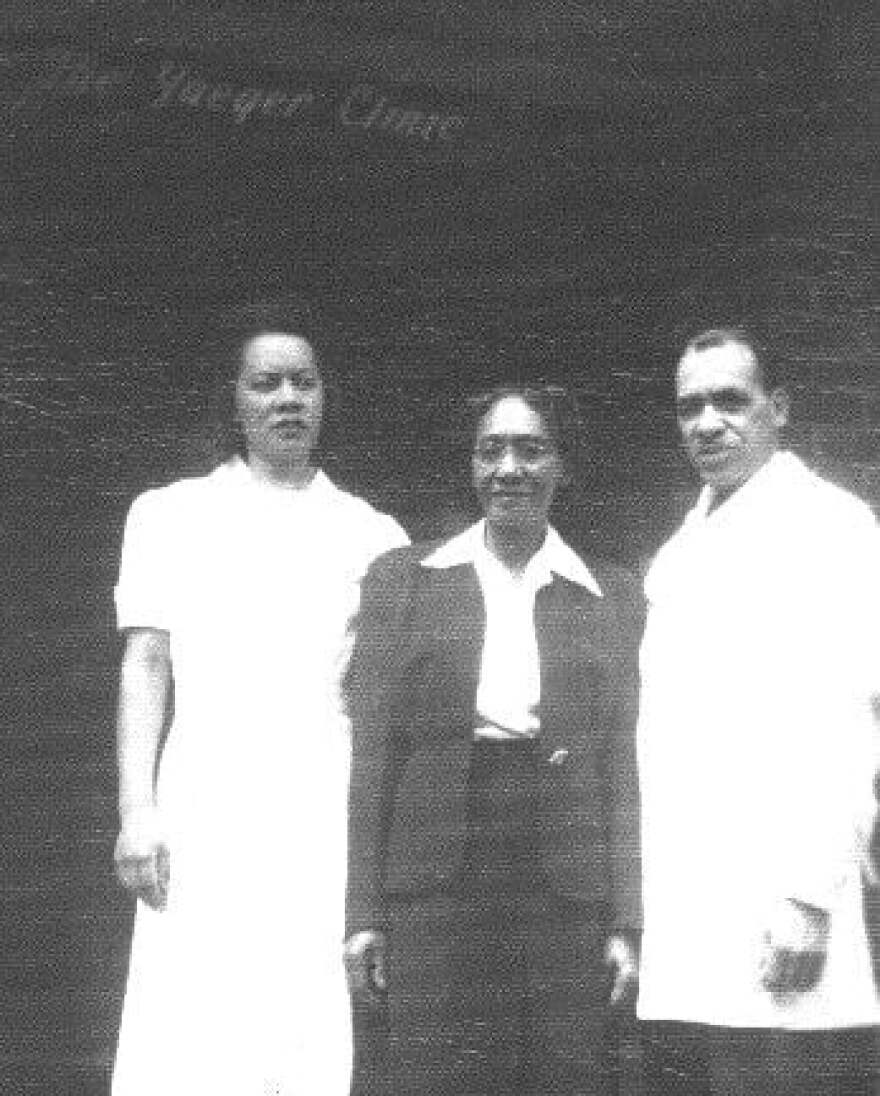 Dr. Carl Yaeger Sr. with staff at the Yaeger Clinic in 1945.