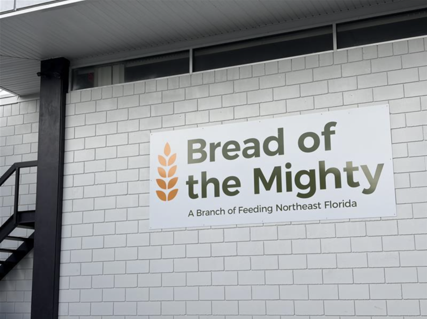 A view outside Bread of the Mighty Food Bank, Thursday, Sept. 10, 2026, in Gainesville, Fla. (Olivia Lofaso/WUFT News)