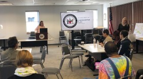 Faye Andrews, director of housing and community development for the city, leads a public input meeting in Albany's Arbor Hill.