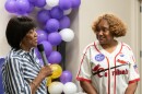 Former St. Louis County Councilwoman Hazel Erby congratulates Rita Days, a former state lawmaker who will fill Erby's 1st District seat on the council. Aug. 6, 2019