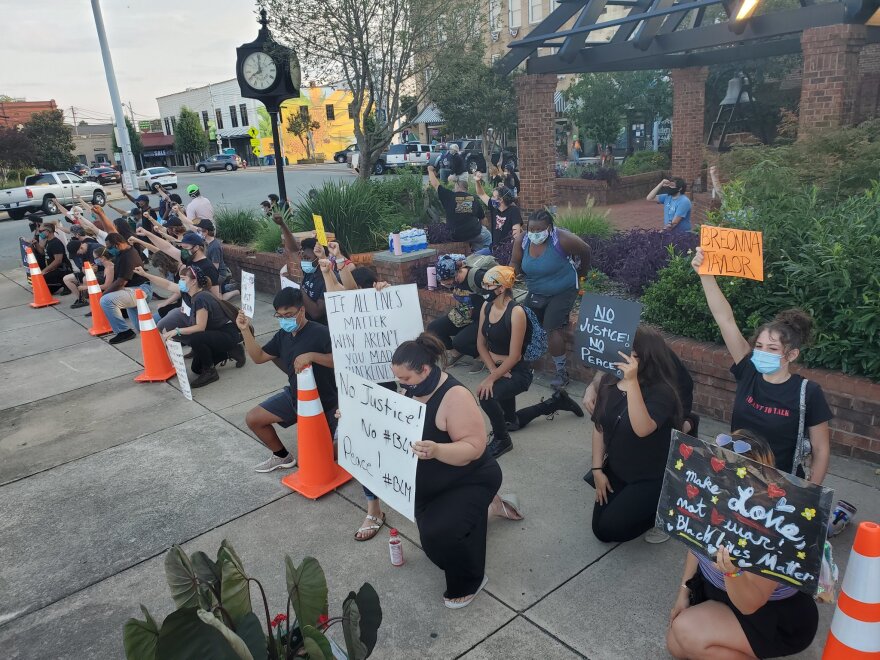 Protesters gathered in Graham, the seat of Alamance County, on July 1, 2020.