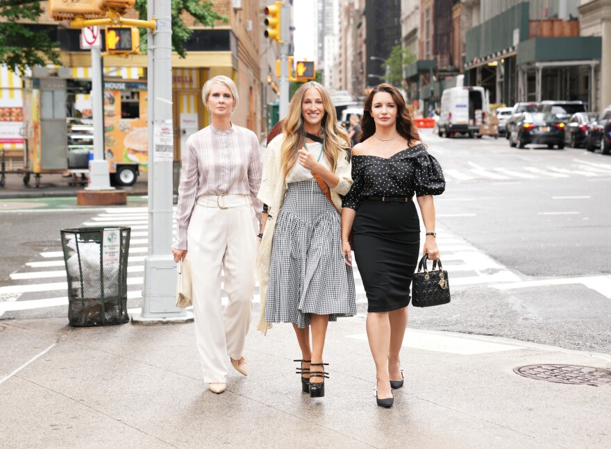 In <em>And Just Like That,</em> Cynthia Nixon, Sarah Jessica Parker and Kristin Davis reprise their roles as Miranda Hobbes, Carrie Bradshaw and Charlotte York from the original <em>Sex and the City </em>series. While many things have changed, the topline fashion has not.