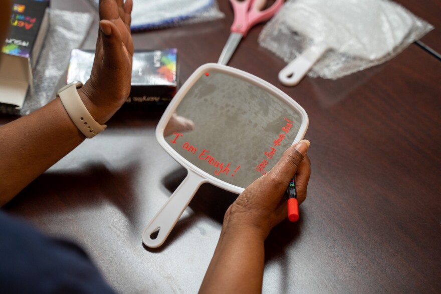 Close up of mirror during healthy start program