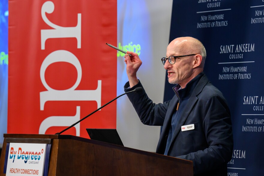 NHPR President and CEO Jim Schachter speaks at NHPR's annual By Degrees Climate Summit on May 2, 2025.