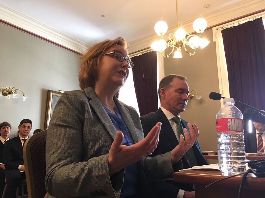 Alyssa and Rob Black testifying at the Vermont Statehouse.