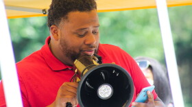 Aaron Green addressed the demostration. He said he hopes people who are willing to have hard conversations about race show up to be uncomfortable and grow.