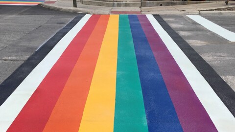 San Antonio's rainbow crosswalk when it was installed in 2018