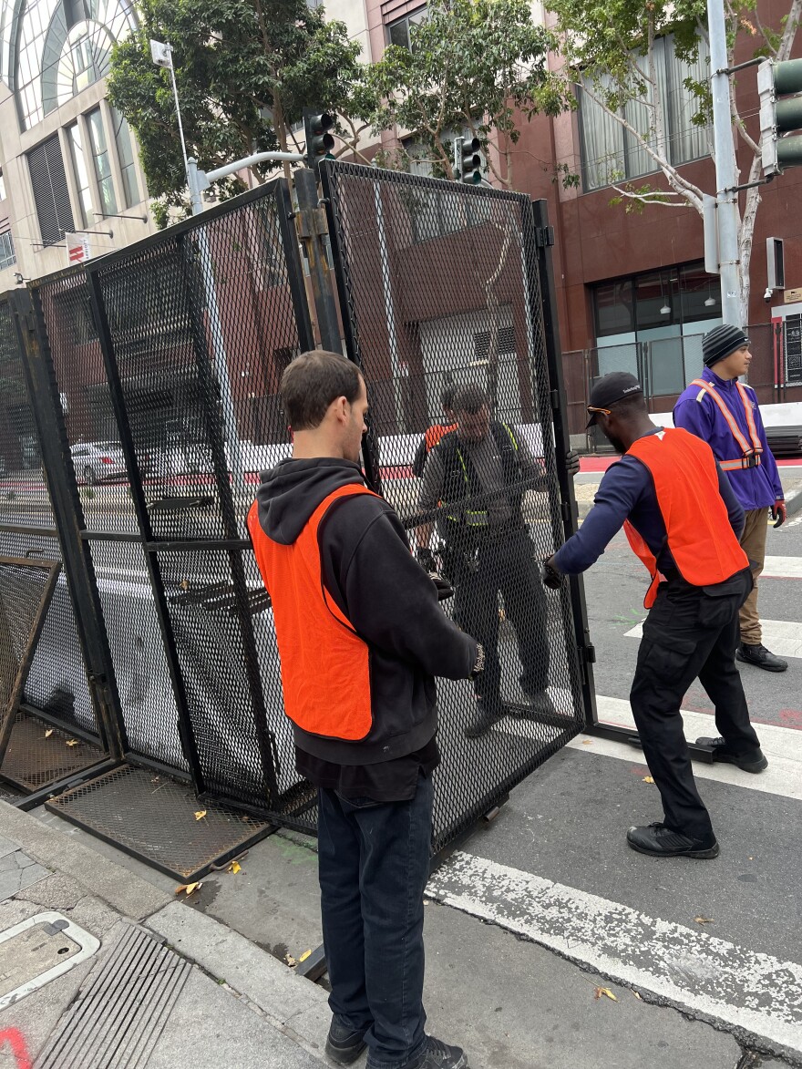 Barriers surrounding APEC conference site.