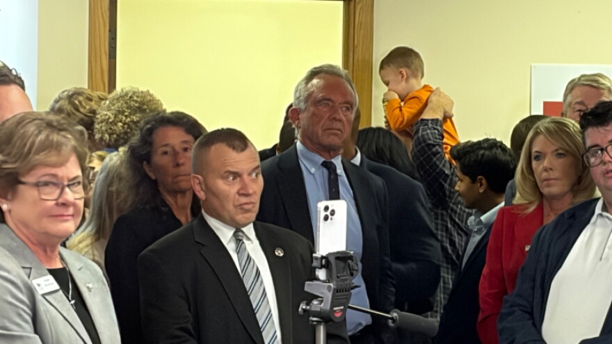 Robert F. Kennedy, Jr. waits to speak to supporters in Grand Rapids.