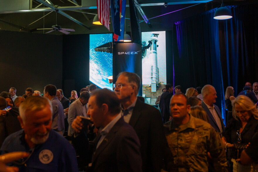 The crowd mingles at the SpaceX announcement in downtown Abbeville, Louisiana, on Tuesday, August 25, 2026. 