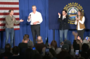 Congressman Chris Pappas welcomes CA Gov. Gavin Newsom to the stage during a Democratic rally at Exeter Town Hall, Saturday, October 18, 2026