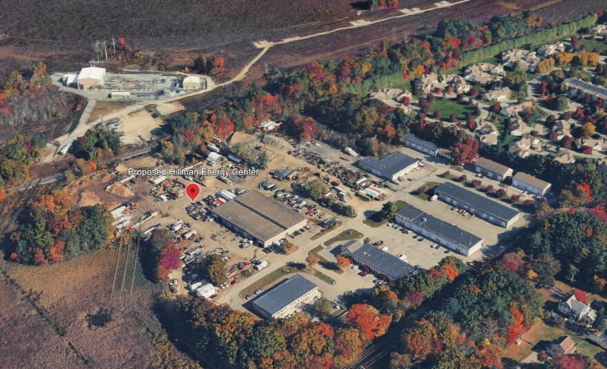 The proposed battery project in Tewksbury would have been built on a former industrial site. (Screenshot/Google Earth)