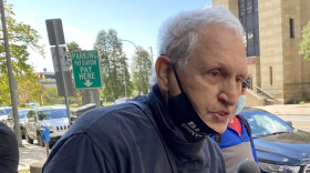 Martin Gugino speaks with reporters during a police brutality protest in October 2020, his first public comments regarding the June 2020 pushing incident.