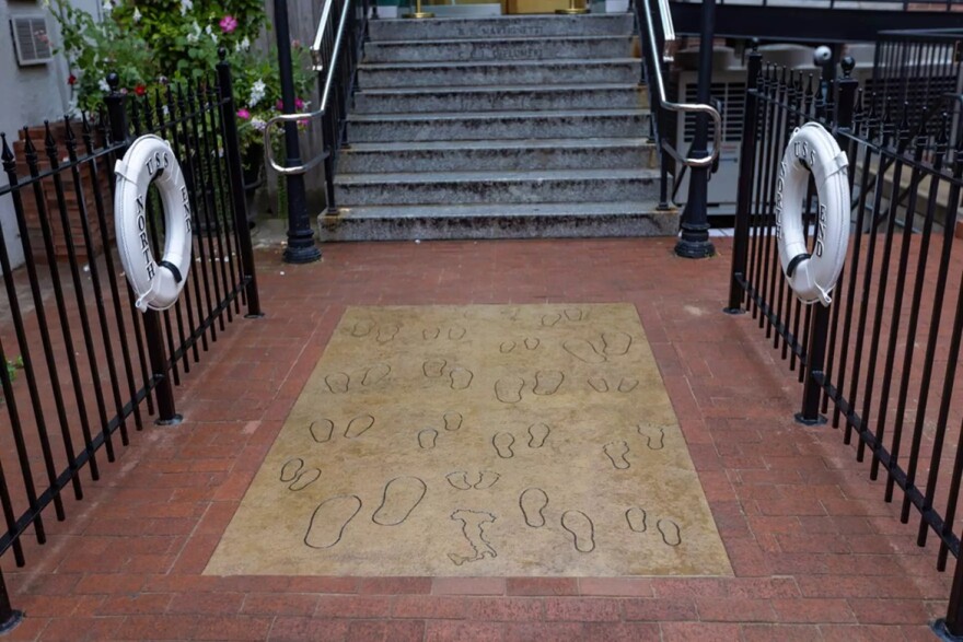 Nancy Schön’s “Noble Journey Sculpture” in the Peace Garden at St. Leonard’s Catholic Church in Boston's North End.