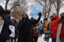 Rally organizer and former Lewiston city councilor Safiya Khalid leads a march from Kennedy Park to a nearby church on Saturday, Dec. 13th, 2025.