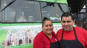 Amparo Garcia (left) and Edie Serrano, pictured here on March 31, 2026, opened the La Villita food truck in Fresno in 2019. It’s located next to a car wash in north Fresno.