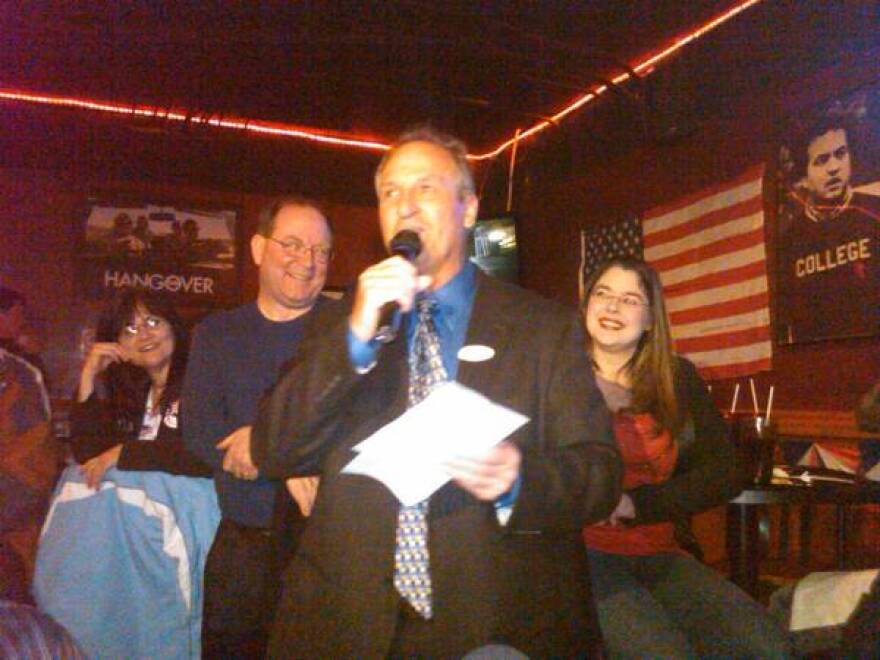 State Representative-elect Joe Graves talks to his supporters after winning Tuesday's special election