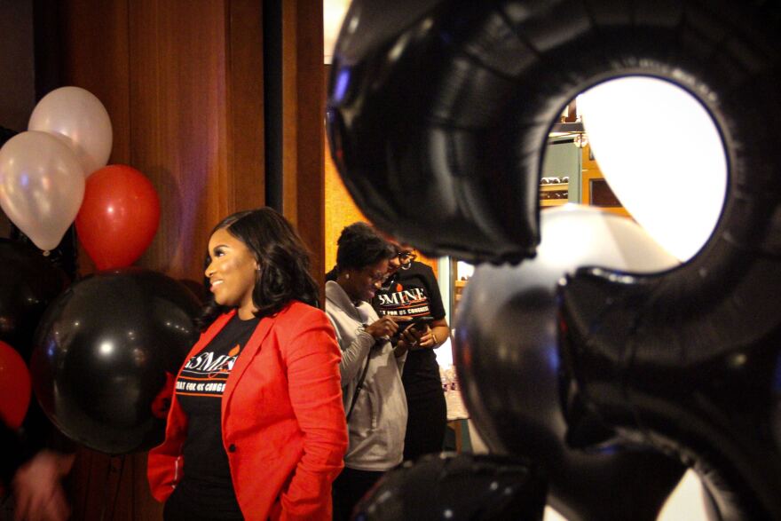 Jasmine Crockett at her primary election watch party in downtown Dallas. 