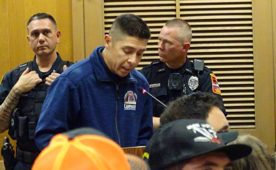 October 16 - Union carpenter Jonathan Abraham spoke in support of the data center at Port Washington city planning commission meeting.