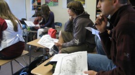 Students at York School look at a map of the Mall in Washington DC. A group of 14 students have traveled there for the Inauguration.