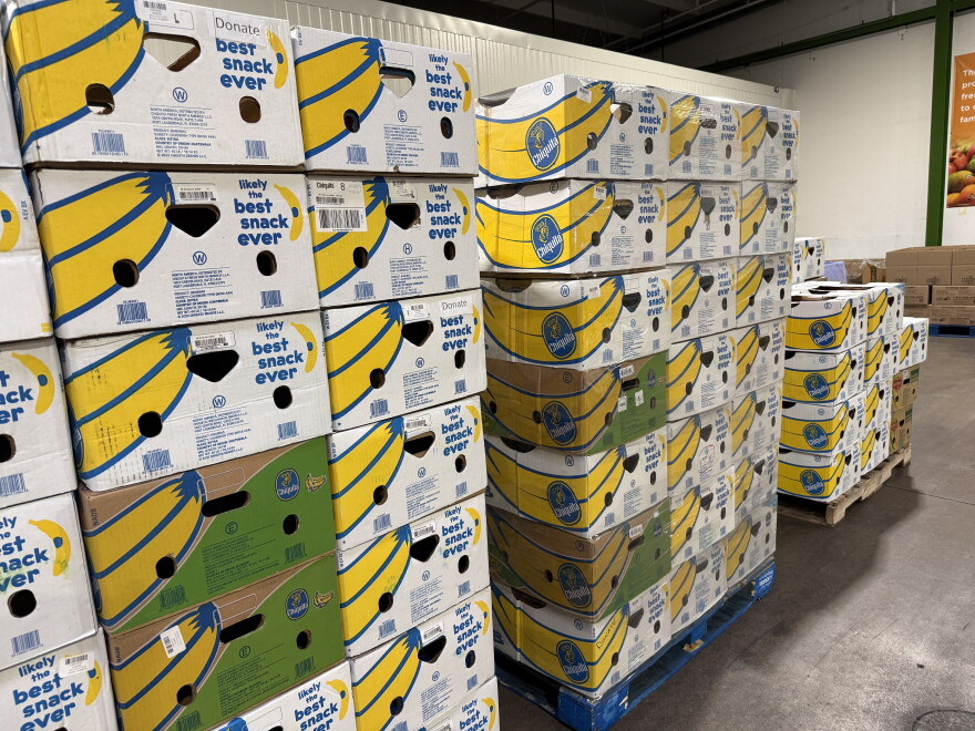 Boxes of bananas at Feeding America 