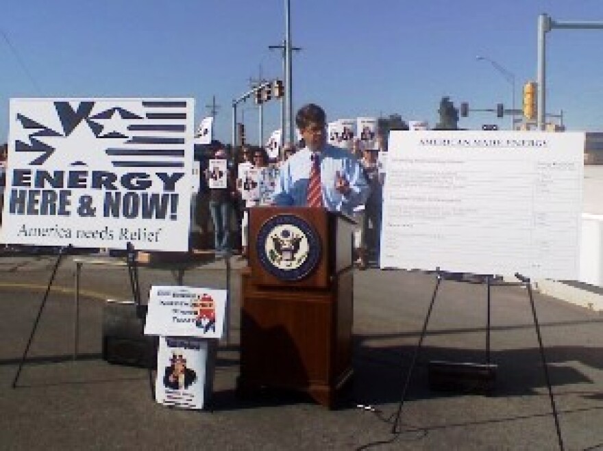 Congressman Lee Terry speaks at an energy rally Tuesday in Omaha.