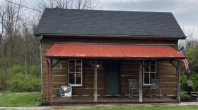 This 200-year-old log cabin sits on North Jefferson St. in Burlington, Kentucky. It's now an art gallery called Cabin Arts Gallery,