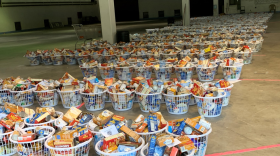 Strike Out Hunger made 625 baskets for low-income families who signed up in advance for vouchers. (Anneliese Linder/WUFT News)
