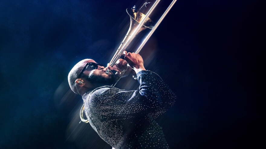 Trombone Shorty with trombone